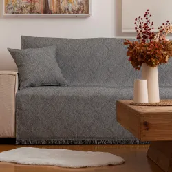 Ριχτάρι Σενίλ Πολυθρόνας Bari - Γκρι - Διάσταση: 180 x 180 cm