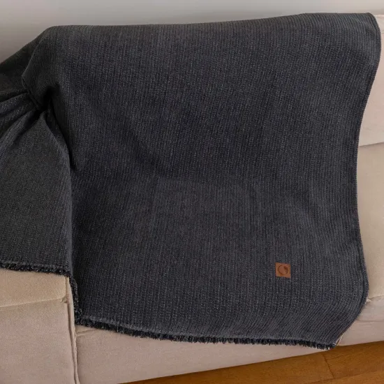 Ριχτάρι Σενίλ Πολυθρόνας Velvet - Γκρι - Διάσταση: 180 x 180 cm