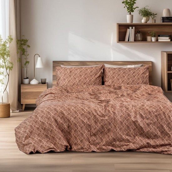 Beauty Home Σετ παπλωματοθήκη φανελένια μονή Frida Art 12336 160x240 Κεραμιδί