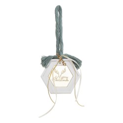 Beauty Home ΚΡΕΜΑΣΤΟ ΠΟΛΥΓΩΝΟ ΚΕΡΑΜΙΚΟ ΜΕ PLEXI MERRY CHRISTMAS ΓΑΛΑΖΟΠΡΑΣΙΝΟ