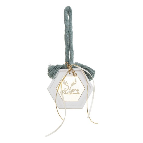 Beauty Home ΚΡΕΜΑΣΤΟ ΠΟΛΥΓΩΝΟ ΚΕΡΑΜΙΚΟ ΜΕ PLEXI MERRY CHRISTMAS ΓΑΛΑΖΟΠΡΑΣΙΝΟ