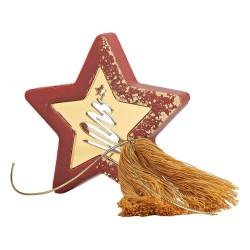 Beauty Home ΕΠΙΤΡΑΠΕΖΙΟ ΑΣΤΕΡΙ ΜΕ PLEXI GLASS ΚΟΚΚΙΝΟ