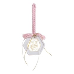 Beauty Home ΚΡΕΜΑΣΤΟ ΠΟΛΥΓΩΝΟ ΚΕΡΑΜΙΚΟ ΜΕ PLEXI MY 1st CHRISTMAS ΡΟΖ