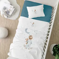 Κουβέρτα Πικέ Κούνιας Goodnight Πετρόλ - Λευκό-Πετρόλ - Διάσταση: 110 x 140 cm