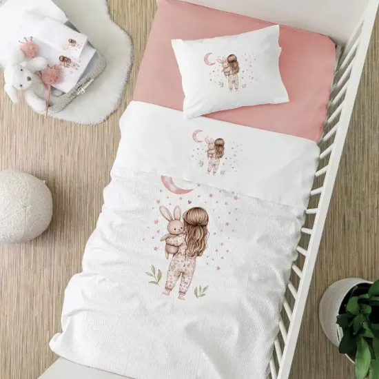 Κουβέρτα Πικέ Κούνιας Goodnight Ροζέ - Λευκό-Ροζέ - Διάσταση: 110 x 140 cm