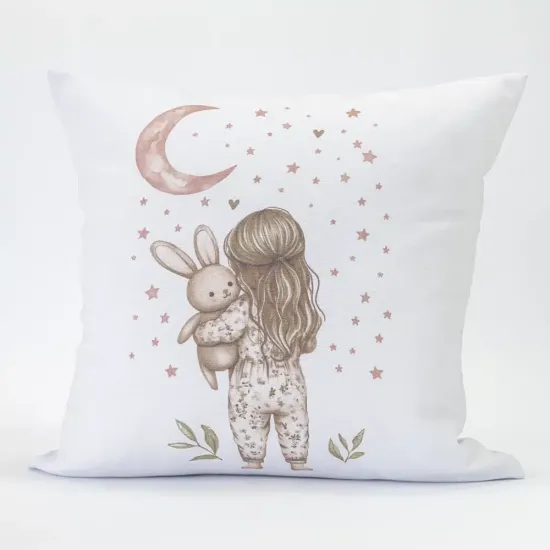 Μαξιλάρι Διακοσμητικό Printed Goodnight Ροζέ - Λευκό-Ροζέ - Διάσταση: 45 x 45 cm