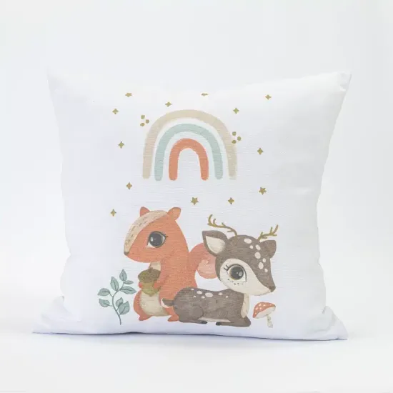 Μαξιλάρι Διακοσμητικό Printed Woodland - Λευκό - Διάσταση: 45 x 45 cm