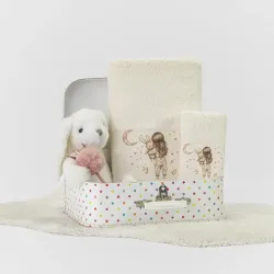 Πετσέτες Σετ 2ΤΜΧ Goodnight Εκρού-Ροζέ - Εκρού-Ροζέ - Διάσταση: 70 x 120 / 30 x 50 cm