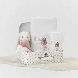 Πετσέτες Σετ 2ΤΜΧ Goodnight Λευκό-Ροζέ - Λευκό-Ροζέ - Διάσταση: 70 x 120 / 30 x 50 cm