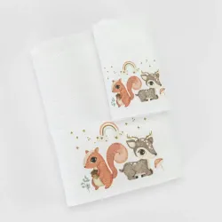 Πετσέτες Σετ 2ΤΜΧ Woodland Λευκό - Λευκό - Διάσταση: 70 x 120 / 30 x 50 cm