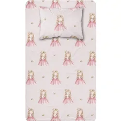 Σεντόνι Σετ 2ΤΜΧ Little Queen Moνό - Ροζ - Διάσταση: 160 x 240 cm + 50 x 70 cm