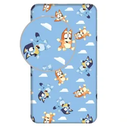 Σεντόνι Βαμβακερό Bluey Μονό Με Λάστιχο - Σιέλ - Διάσταση: 90 x 200 cm + 25 cm