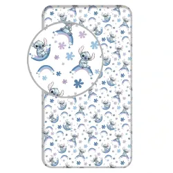 Σεντόνι Βαμβακερό Stitch Rainbow Μονό Με Λάστιχο - Λευκό - Διάσταση: 90 x 200 cm + 25 cm