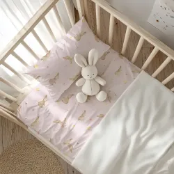 Σεντόνια Κούνιας Σετ Blush Ροζ - Ροζ - Διάσταση: (2) 120 x 160 cm + 30 x 40 cm