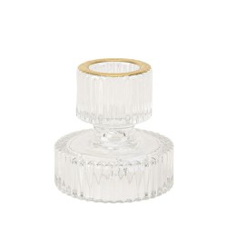 Beauty Home Κηροπήγιο γυάλινο διπλής όψης Mauro  – Διαφανές 6 x 6cm