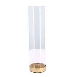 Beauty Home Κηροπήγιο Jeanne από γυαλί και μέταλλο χρυσό Ø7,5x30cm