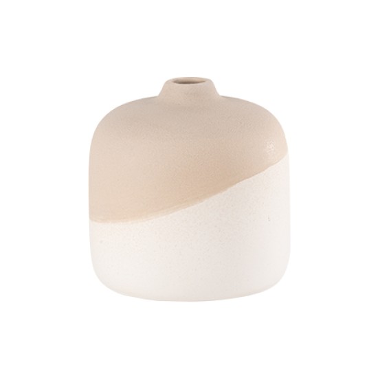 Beauty Home Βάζο κεραμικό Diana σε διχρωμία – κρέμ μπεζ 11×11,5cm