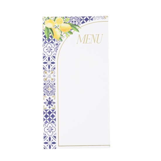 Beauty Home 10 Κάρτες χάρτινες menu με θέμα “Dolce Vita” – Μπλε, Λευκό και Χρυσό 10 x 20 cm