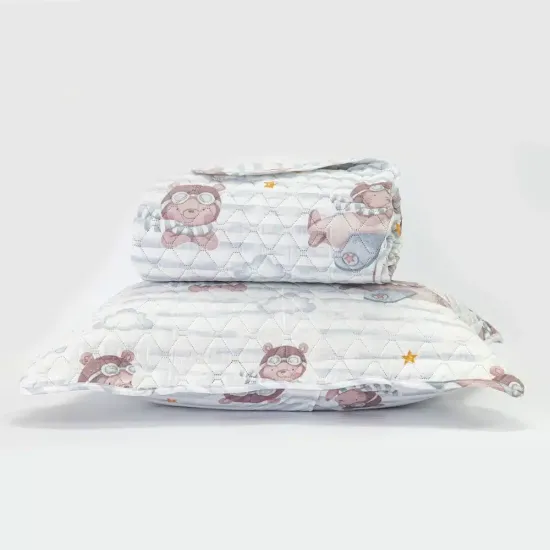 Κουβερλί Σετ Pilot Μονό - Σιέλ - Διάσταση: 160 x 220 cm + 50 x 70 cm