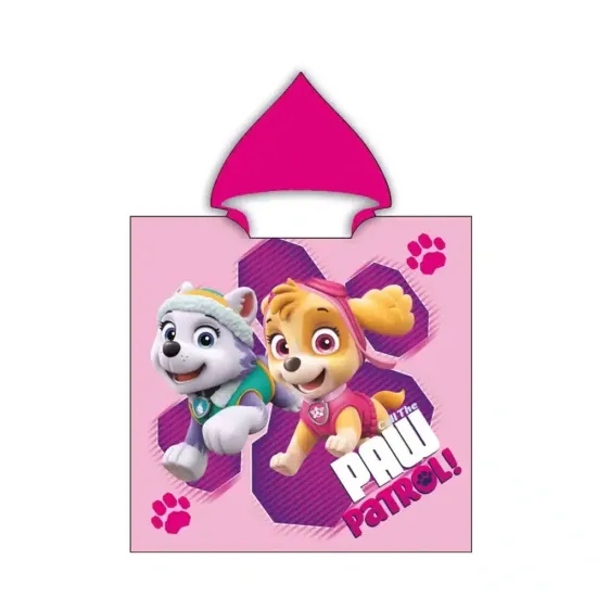 Παιδικό Πόντσο Microfiber Paw Patrol Ροζ - Ροζ - Διάσταση: 55 x 110 cm