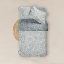 Παπλωματοθήκη Εμπριμέ Bloom Μονή - Πετρόλ - Διάσταση: 160 x 240 cm