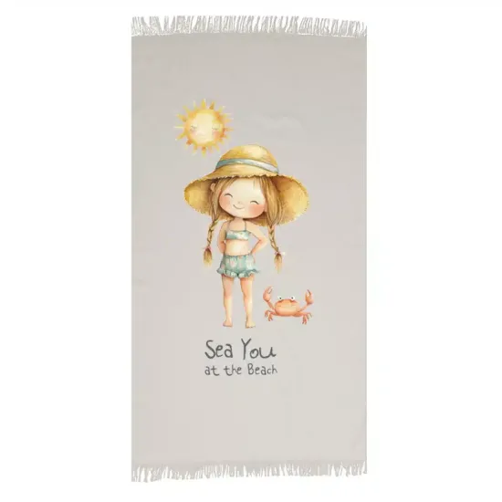 Πετσέτα Παρεό Sea You Girl - Γκρι - Διάσταση: 90 x 160 cm