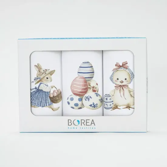 Ποτηρόπανα Κουζίνας BunnyBloom Σετ 3ΤΜΧ - Λευκό - Διάσταση: (3) 50 x 70 cm