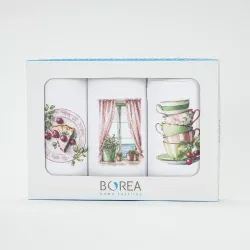 Ποτηρόπανα Κουζίνας Cherries Σετ 3ΤΜΧ - Λευκό - Διάσταση: (3) 50 x 70 cm