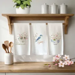 Ποτηρόπανα Κουζίνας Jardin Σετ 3ΤΜΧ - Λευκό - Διάσταση: (3) 50 x 70 cm