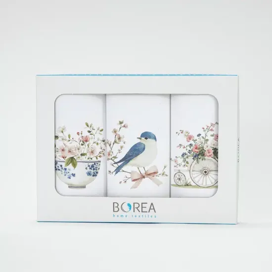 Ποτηρόπανα Κουζίνας Jardin Σετ 3ΤΜΧ - Λευκό - Διάσταση: (3) 50 x 70 cm