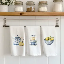 Ποτηρόπανα Κουζίνας Lemons Σετ 3ΤΜΧ - Λευκό - Διάσταση: (3) 50 x 70 cm