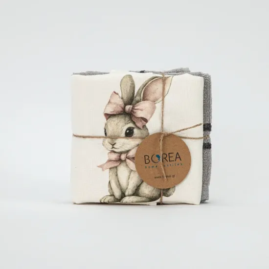 Ποτηρόπανα Κουζίνας Pink Rabbit Σετ 2ΤΜΧ - Διάφορα χρώματα - Διάσταση: 40 x 65 cm + 65 x 65 cm