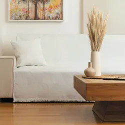 Ριχτάρι Βαμβακερό Διθέσιο Κύκλοι - Εκρού - Διάσταση: 180 x 250 cm