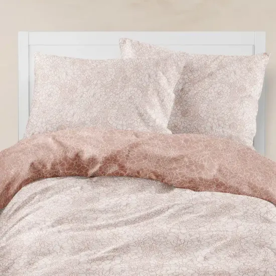 Σεντόνια Εμπριμέ Σετ Bloom Υπέρδιπλα - Ροζέ - Διάσταση: (2) 240 x 260 cm + (2) 50 x 70 cm