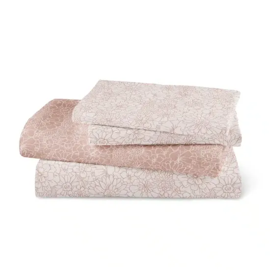 Σεντόνια Εμπριμέ Σετ Bloom Υπέρδιπλα - Ροζέ - Διάσταση: (2) 240 x 260 cm + (2) 50 x 70 cm