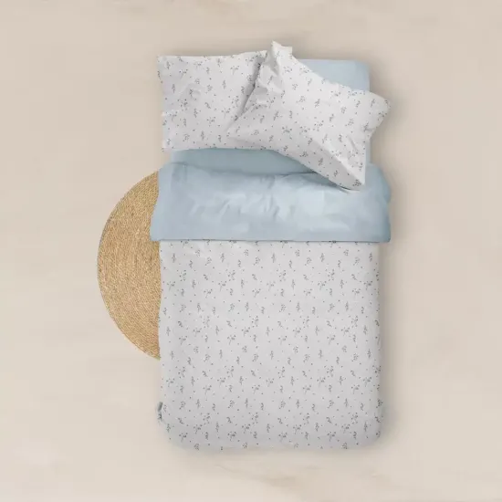 Σεντόνια Εμπριμέ Σετ Campana Λευκό-Σιέλ Μονά - Λευκό-Σιέλ - Διάσταση: (2) 160 x 240 cm + 50 x 70 cm