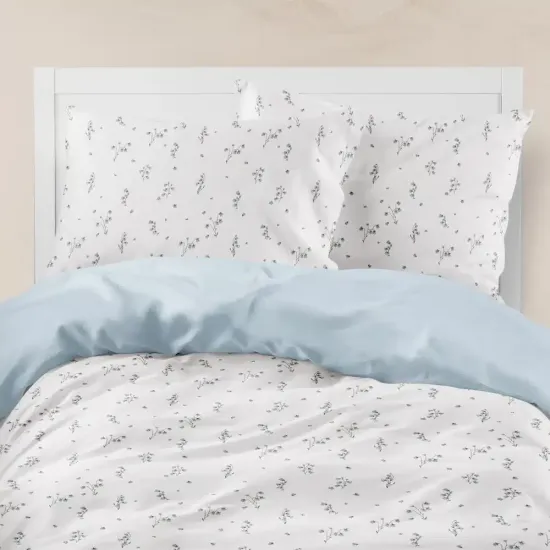 Σεντόνια Εμπριμέ Σετ Campana Λευκό-Σιέλ Μονά - Λευκό-Σιέλ - Διάσταση: (2) 160 x 240 cm + 50 x 70 cm