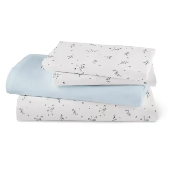 Σεντόνια Εμπριμέ Σετ Campana Λευκό-Σιέλ Μονά - Λευκό-Σιέλ - Διάσταση: (2) 160 x 240 cm + 50 x 70 cm