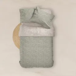 Σεντόνια Εμπριμέ Σετ Doric Υπέρδιπλα Με Λάστιχο - Λαδί - Διάσταση: 240 x 260 cm + 160 x 200 cm + 40 cm + (2) 50 x 70 cm