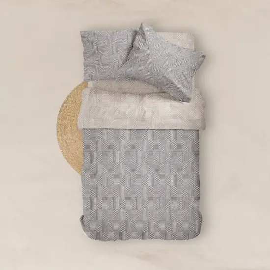 Σεντόνια Εμπριμέ Σετ Doric Υπέρδιπλα Με Λάστιχο - Μπλε - Διάσταση: 240 x 260 cm + 160 x 200 cm + 40 cm + (2) 50 x 70 cm