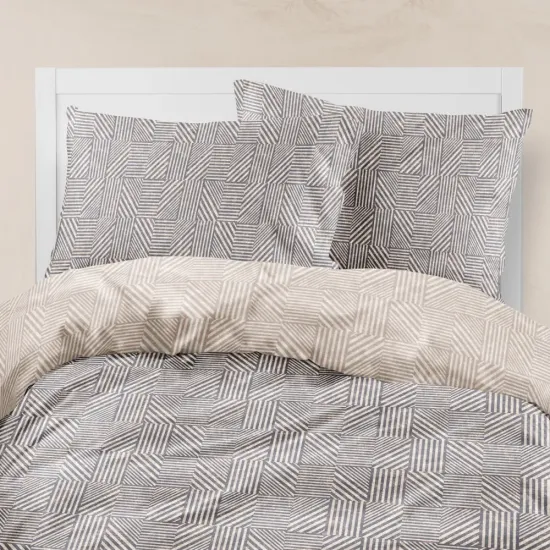 Σεντόνια Εμπριμέ Σετ Doric Υπέρδιπλα Με Λάστιχο - Μπλε - Διάσταση: 240 x 260 cm + 160 x 200 cm + 40 cm + (2) 50 x 70 cm