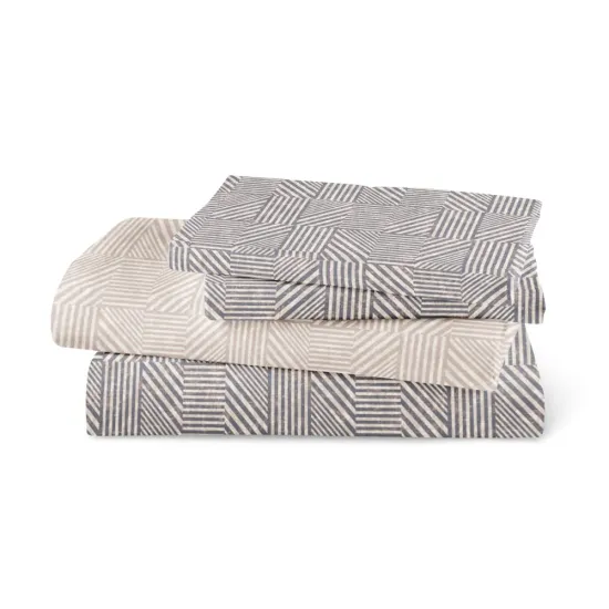 Σεντόνια Εμπριμέ Σετ Doric Υπέρδιπλα Με Λάστιχο - Μπλε - Διάσταση: 240 x 260 cm + 160 x 200 cm + 40 cm + (2) 50 x 70 cm