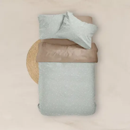 Σεντόνια Εμπριμέ Σετ Margot Μονά - Μέντα - Διάσταση: (2) 160 x 240 cm + 50 x 70 cm