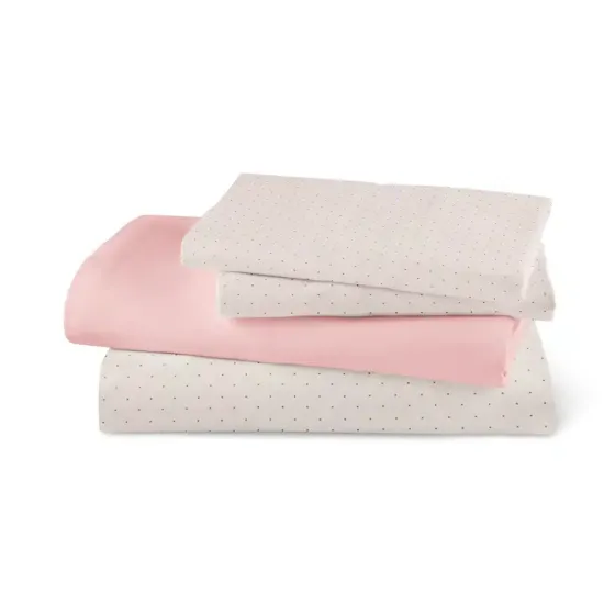 Σεντόνια Εμπριμέ Σετ Pois Ροζέ Υπέρδιπλα - Ροζέ - Διάσταση: 220 x 240 cm + 240 x 260 cm + (2) 50 x 70 cm