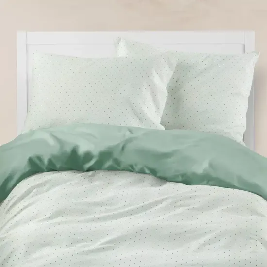 Σεντόνια Εμπριμέ Σετ Pois Βεραμάν Υπέρδιπλα - Βεραμάν - Διάσταση: 220 x 240 cm + 240 x 260 cm + (2) 50 x 70 cm