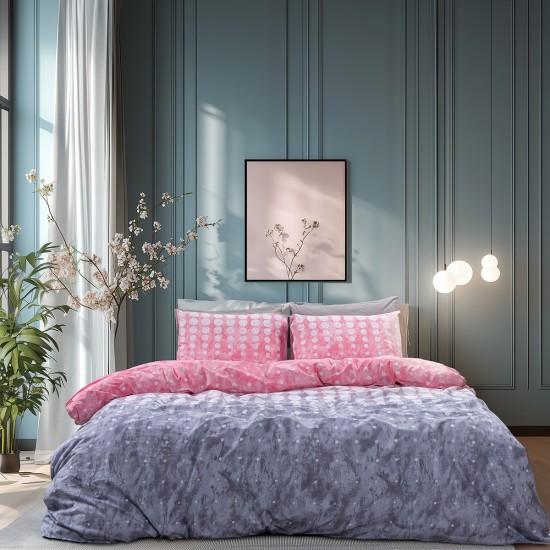 Beauty Home Σετ κουβερλί μονό Glory Art 12372 160x230 Ροζ,Γκρι