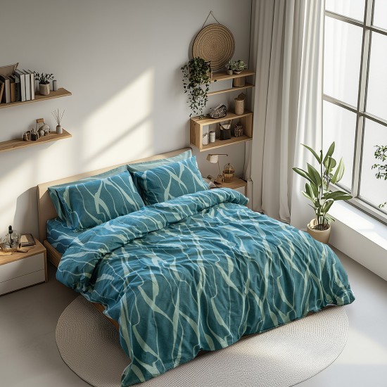 Beauty Home Σετ σεντόνια υπέρδιπλα με λάστιχο Glory Art 12378 170x200+32 Πετρόλ