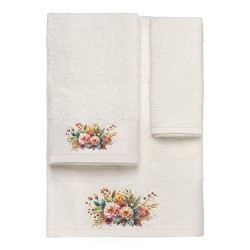 Beauty Home Σετ πετσέτες 3τμχ με εκτύπωση Art 3551 (30x50+50x90+70x140) Εκρού