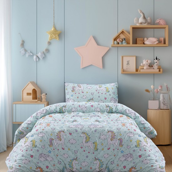 Beauty Home Σετ σεντόνια μονά με λάστιχο Candy Art 6327 110x200+32 Μέντα