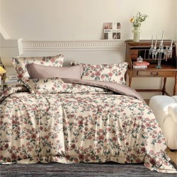 Beauty Home Σετ σεντόνια υπέρδιπλα με λάστιχο Memories Art 12676 165x200+30 Μπεζ,Ροζ